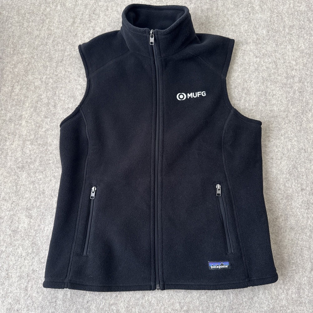 Patagonia Synchilla Vest Mitsubishi Financial Group Logo Black Womens Large New